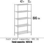 Regal Altair 21" Deep x 42" Wide x 86" Height Wire Shelving Kit | 5-Tier | NSF Commercial Storage Rack Unit