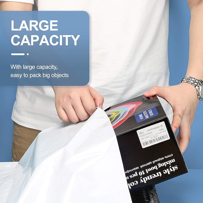 Metronic 1000PC Poly Mailers 12x15.5, Sturdy Shipping Bags for Small Business, Waterproof Mailers Poly Bags, Strong Adhesive Shipping Envelopes for Clothing, Efficient Mailing Envelopes in White