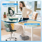 Novabright Foot Rest Under Desk at Work with 3 Adjustable Height, Non-Slip Ergonomic Foot Stool with Gel Top and Warm Pocket for Home Office Car Leg Back Rest(15" X 11" X 14.4",Cambered,Gray)