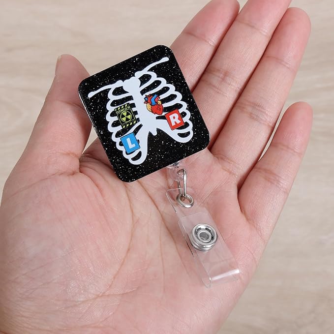 X-ray Tech Funny Nurse Badge Reel | Retractable ID Card Badge Holders | Medical Work Badge Clip for Pediatric Radiology ER ED RT(R) CT Radiologists Nurses Radiologic Technologists CNA RN LPN MA