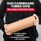 Paclord 4" x 12" Heavy-Duty Reinforced Cardboard Mailing Tube, Pack of 1 Tube with 2 Caps – Secure USPS Approved – Great for Shipping and Storing of Prints, Artwork, Posters or Documents