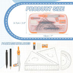 PATIKIL Geometry Precision Tool Set, 11 Pcs Geometry Set Compass Tool with Shatterproof Storage Box Rulers Math Compass Kit for Math Drafting Supplies, Orange(Style 2)