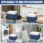 Large 17" 42 Quarts Collapsible Stackable Storage Bins with Lids [3-Pack] Foldable Fabric Linen Storage Boxes Cube, Closet Organizer Baskets with Label for Home (16.7 x 12 x 12", Navy Blue & White)