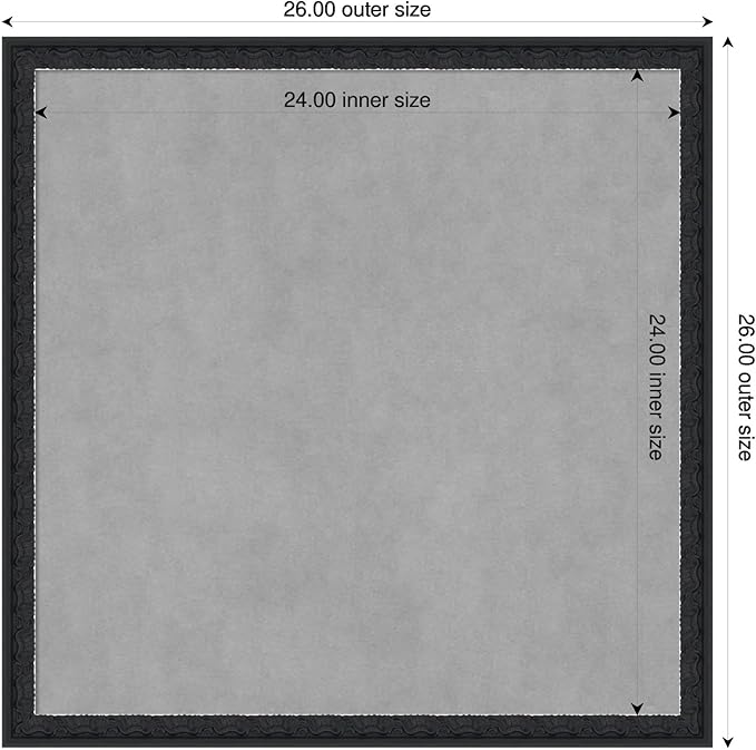 Amanti Art Black Framed Magnetic Board 26x26 Medium Vision Board for use with Magnets, 100% Metal Sheet to Display Items as Office Decor or for Home Organization in mudroom, Kitchen or Kids Room