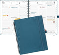 POPRUN Planner 2025-2026 (Large - 8.5'' x 10.5'') Academic Weekly Calendar (July 2025 - June 2026) with Hourly Time Slots, Monthly Tabs, 100GSM Thick Papers, Spiral Leather Cover - Night Sky Blue