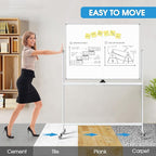 MaxGear Rolling Whiteboard on Wheels, 48" x 36" Large Magnetic Dry Erase Board with Stand, 4' x 3' Mobile Whiteboard with Aluminium Frame and Magnetic Surface for Office, School