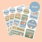 Large Name Labels for Kids (33) - Custom Stickers for Daycare and School Supplies - Durable, Waterproof Stickers for Water Bottles, Lunch Boxes, and More with Unique Designs - Cat