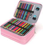Vomgomfom Colored Pencil Case - 252 Slot Pencil Holder with Zipper Closure, Twill Fabric Large Capacity Pencil Case for Watercolor Pens or Markers, Artist Organizer (Pink Rose)