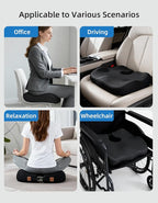 Extra-Dense Seat Cushion for tailbone pain relief ，Ergonomic seat cushions for office chairs，sciatica pain relief pillow , pressure relief Seat Cushion,office chair cushion，car seat cushion-Black