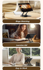 MIZOTIC iPAD Tablet Holder Desktop Stand, Dual Rod Adjustable & Rotatable Carbon Steel, Compatible with 4.7-16.5" iPads,Tablets, Portable Monitors, Kindle.