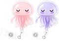 2Pcs Funny Jellyfish Badge Reel Retractable for Nurse, Doctor, Medical Worker Nursing Student | Cute Pediatric Nurse ID Name Badge Holder with 24” Durable Nylon Retractable Cord Alligator Clip