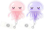 2Pcs Funny Jellyfish Badge Reel Retractable for Nurse, Doctor, Medical Worker Nursing Student | Cute Pediatric Nurse ID Name Badge Holder with 24” Durable Nylon Retractable Cord Alligator Clip