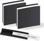 Realth C Channel Magnetic Label Holders 30 Pack 0.5" x 2" - Magnets for Whiteboard, Shelving, Bins, Library, Supermarket