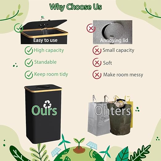 Pakusane Recycling Bin for Kitchen Indoor Home, Large 100L/ 26 Gallon Recycle Bin with Lid Removeable Reusable Inner Bag Bottle Can Glass Waste Plastice Stickers (Red, 26 Gallon)