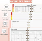 EMSHOI 2026 Planner Weekly and Monthly, Week on One Page with Notes, A5 (5.7"x8.3"), Jan-Dec 2026 Calendar Agenda with Monthly Tabs, Note Pages, 100GSM Thick Paper, Flexible Cover, Pink
