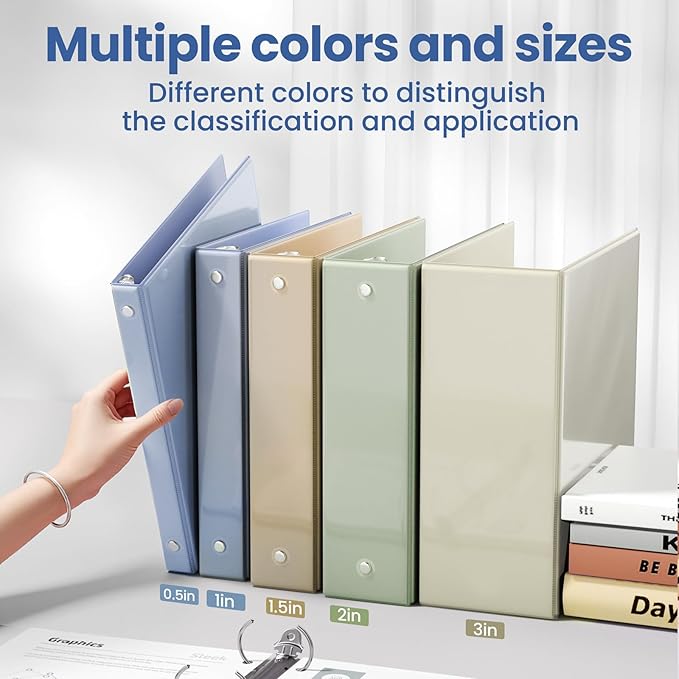 SUNEE 3 Ring Binder 1.5 Inch 1 Pack, Clear View Binder Three Ring PVC-Free (Fit 8.5x11 Inches) for School or Office Supplies, Haze Blue