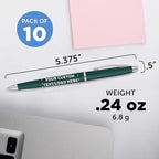 DISCOUNT PROMOS Custom Langham Ballpoint Pens Set of 10, Personalized Bulk Pack - Black Ink, Great for Office, School, Business, Tradeshows - Hunter Green