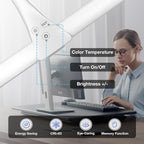 Hensam LED Desk Lamp with Clamp, Double Head Desk Light for Home Office, Dimmable Desktop Light, 12W 1400lm Eye-Caring Architect Table Lamp for Workbench Monitor Computer Reading Study, White