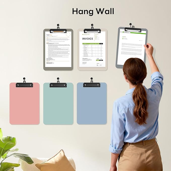 Zoenley A4 Plastic Clipboard Set of 12, Morandi Colorful 12.5 x 9 Letter Size for Classroom, Students, Teacher, Nurse, 8.5 x 11 Clip Board with Low Profile Black Clip, Office & School Supplies