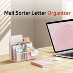 SUPEASY Mail Organizer for Desk, Mesh Metal Mail Holder Countertop with 3-Slot, Letter Sorter File Holder, Office Envelope Organizer for Mails (Rose Gold)
