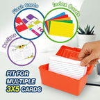 H4D Index Card Holder 3x5, Index Card Box Organizer Case, 3x5 Flash Note Card Holder, 3 Packs (Red/Green/Yellow)