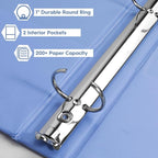 CIXILDTS 6-Pack 1-Inch Binder, Standard 3 Ring Binder Fit US Letter Size Paper, Presentation Round Ring Binders,Blue