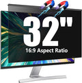JEEETINTX Magnetic 32 inch Computer Privacy Screen Filter for 16:9 Widescreen Monitor Desktop PC, 32in Hanging Removable Anti Glare Blue Light Eye Protection Shield, Anti Spy Screen Protector Panel