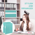 Henoyso 36 Pcs 3 Ring Binder 0.5 Inch Round Fits Letter Size 8.5'' x 11'' Paper Plastic Flexible Binder Bulk Holds 140 Sheets with 1 Pockets Versatile Organizer for Home Office School (Mint Green)