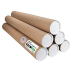 Cardboard Mailing Tubes, 4" x 36" with Plastic Caps, Pack of 6 - USA-Made USPS Approved Poster Tube for Documents & Blueprints - Reinforced Mailing Cylinders for Shipping & Storage by IDL Packaging