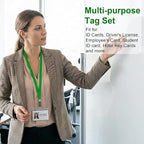 Marspark 200 Sets Clear Name Tags with Lanyard, Lanyards for ID Badges Reusable Strap with ID Holder Plastic Name Badges for Adults Business School Church Conference (Dark Green)