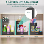 Beleeb Under Sink Organizer, Extra-Wide Upgrade, 1-Pack of 2-Tier Metal Slide Out Cabinet Organizer, Height Adjustable Organization and Storage Series, Bathroom/Cabinet/Kitchen organization, Black