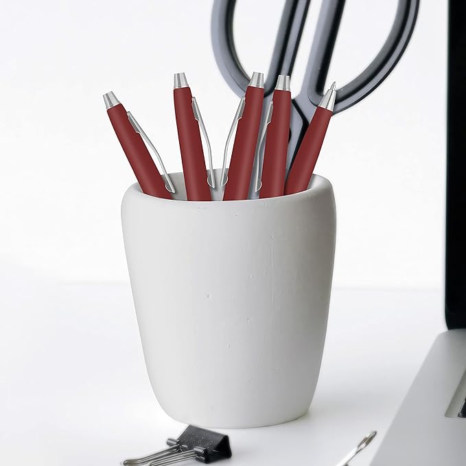 DISCOUNT PROMOS Custom Langham Ballpoint Pens Set of 50, Personalized Bulk Pack - Black Ink, Great for Office, School, Business, Tradeshows - Burgundy