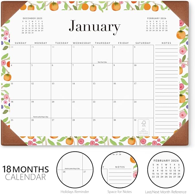 Jotsome Desk Calendar 2026-2027 with Protective Pad, Desktop Calendar Pad from January 2026 to June 2027 14x10.5 inch, for Home Office and School, Easy Planning