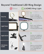 Upgraded Ring Light for Laptop, Monitor & Desk (2-Pack) – Eye-Caring Diffused LED Computer Light with Screen-Safe Clip, Adjustable Mount, CRI 97.8+, 50 Lighting Modes for Zoom, Video Calls, Streaming