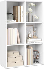 VASAGLE Custos Collection - Bookshelf, Bookcase, Cube Shelf with 6 Compartments, 9.4 x 25.8 x 38.6 Inches, Storage Shelf, for Living Room, Home Office, Dining Room, Cloud White ULBC423W01