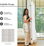 Room Dividers, 5.75Ft Individual Privacy Screens Foldable Wooden Louver & MDF Stable Wall Divider for Home Office Bedroom, 4 Panels (White-Washed)