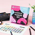 Arrtx Acrylic Paint Markers 64 Colors, Dual Tip Acrylic Paint Pens with Fine Tip and Brush Tip, Art Supplies for Rock Painting, Wood, Ceramic, Fabric, Glass, Card Making, DIY Crafts