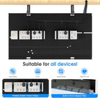 KIGJU Under Desk Cable Management Tray, 30-inch No-Drill Cord Organizer with Anti-Sag Reinforced Base, Fabric Wire Management Hider for Standing Desk, Office & Gaming Accessories - Black