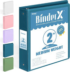 BinderX Extra Durable 3 Ring Binder, Round Ring 2 Inch Binders, Fits 450 Sheets of 8.5x11 Paper, Customizable View Cover with Inside Pockets, Cute 2" Binder, School Supplies for Girls, Navy Blue