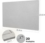 Lightomorrow Bulletin Board, 36 x 24 Inches Felt Pin Board, Cork Alternative for Wall, 3' x 2' Foldable Self-Adhesive Vision Board with 20 Pushpins - Light Gray