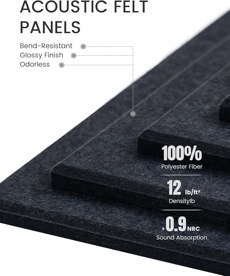 Fluxynara Large Felt Bulletin Board 36" x 24" Cork Board Alternative-6 Pack with 40 Safe Removable Adhesive Tabs, Cork Boards for Walls for Home Office Classroom Pin Board - Deep Charcoal Blue