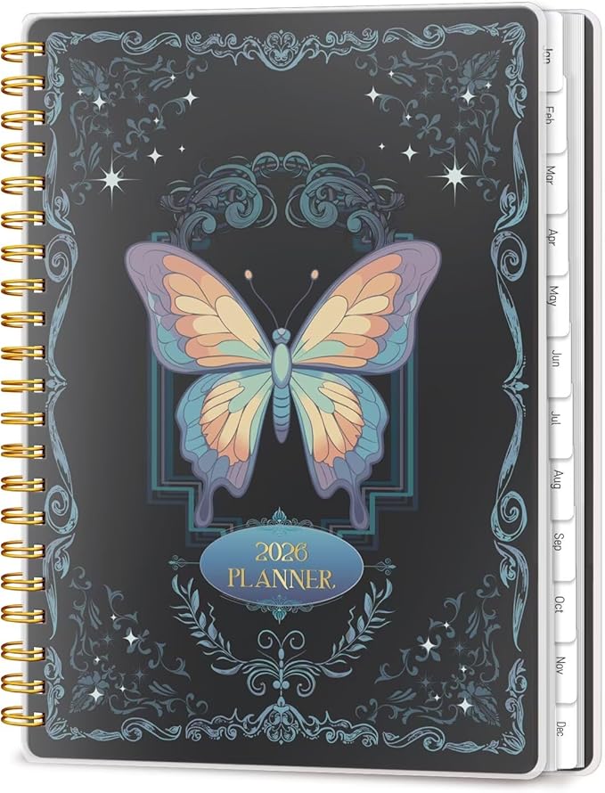 2026 Planner, Weekly and Monthly Planners with Tabs, A5 Spiral Bound Daily Calendar 2026 Planner, 12 Month Agenda Organizers from Jan. to Dec., Flexible Cover Appointment Book(Color Butterfly)
