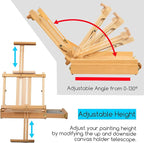 MEEDEN Studio Sketchbox Table Easel with Metal Lined Drawer - Adjustable Solid Beech Wood Tabletop Easel & Sketchbox Artist Easel with Storage, for Studio or Plein Air - Holds canvases up to 34" high