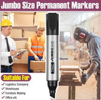 Fuutreo 10 Pack Jumbo Permanent Markers Bulk Large Chisel Tip Permanent Markers Quick Drying Waterproof Big Huge Poster Pens for Office, Logistics Company and More(Multicolor)