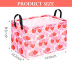 FUULOXE Rectangular Valentines Basket Storage Bin for Shelves Girls Gifts Baskets Foldable Box with Handles for Home Office Car Dormroom Valentine's Day Party Supplies