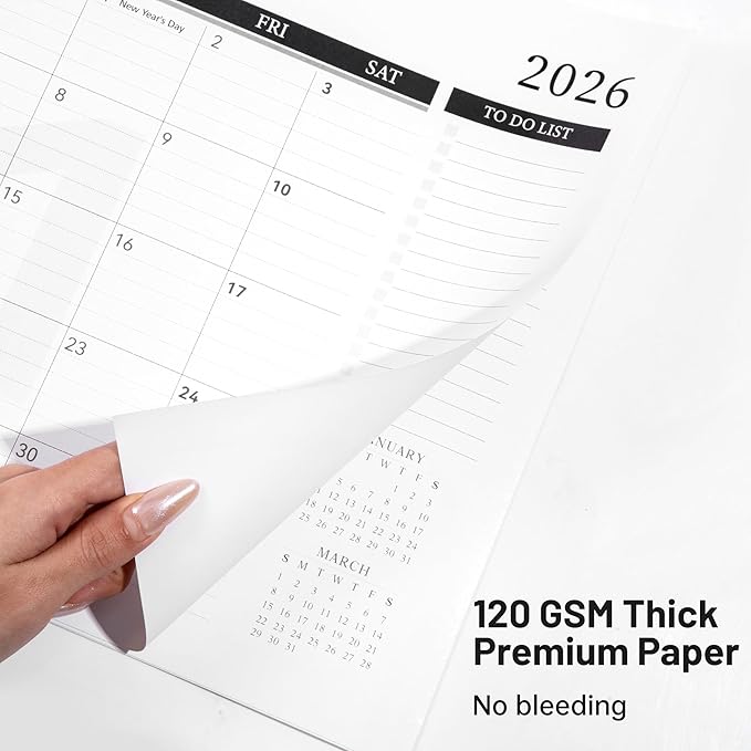 Yoment Desk Calendar Refill 2026-2027, July 2026-Dec 2027, Large 10"x16" Monthly Planner with to-do Lists 18 Months Calendar for Office School Home, Black