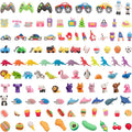 CLOCK KING 110pcs 3D Cute Kids Erasers, Random Desktop Pet Toys Gifts, Classroom Rewards Kids Party Gifts, Various Styles Such as Animals, Food, Plants, Space, Princess, Sports, Halloween, Christmas
