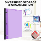 WOT I Telescoping Project Organizer, Refillable 3 Ring Binder with Dividers and Pockets, 13 Pocket Folders, 1 Inch 3 Rings, Purple