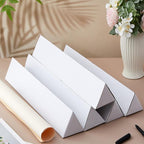 Tatuo 50 Pcs Triangle Mailing Tubes 36.22 L x 3 W x 3 H Corrugated Cardboard Box Poster Tube Oyster White for Protecting, Shipping, Mailing and Storage of Blueprints, Artwork, Crafts, Long Art Holder