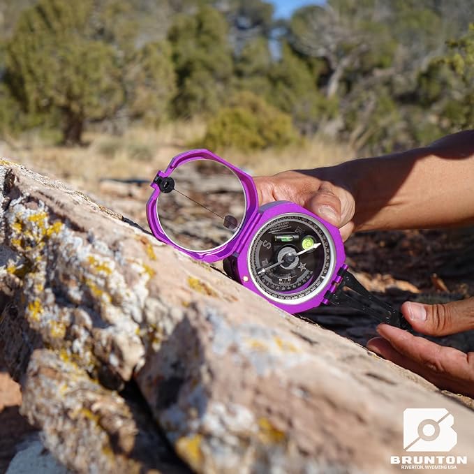 Brunton Standard Transit Azimuth Purple + Map Multi-Tool Card, Professional Geology & Field Mapping Bundle